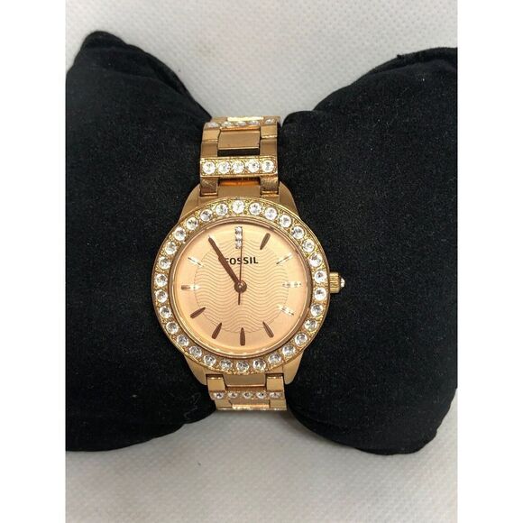 Fossil ES3020 Women's Gold Stainless Steel Analog Rose Dial Quartz Watch HG82 - Picture 1 of 8